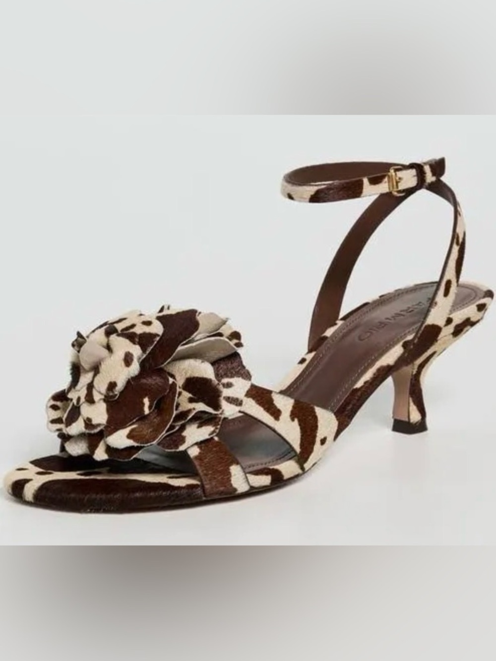 FARM Rio Women’s Flower Kitten Heel Sandals, Cow Print Haircalf Upper, NIB, 8 - Picture 4 of 6